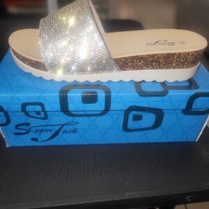 Silver Rhinestone Slide Sandals